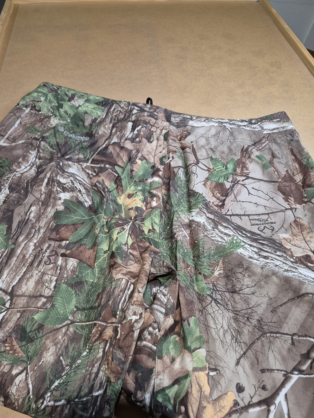 Men's Camo Green and Brown Swim Board Shorts - Drawstring Waist 4551